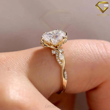 3CT Oval Diamond engagement ring, twisted bypass design, solid gold, lab-grown diamond or moissanite