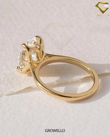 3 CT oval solitaire, talon-prong cathedral band, solid gold, lab-grown or moissanite