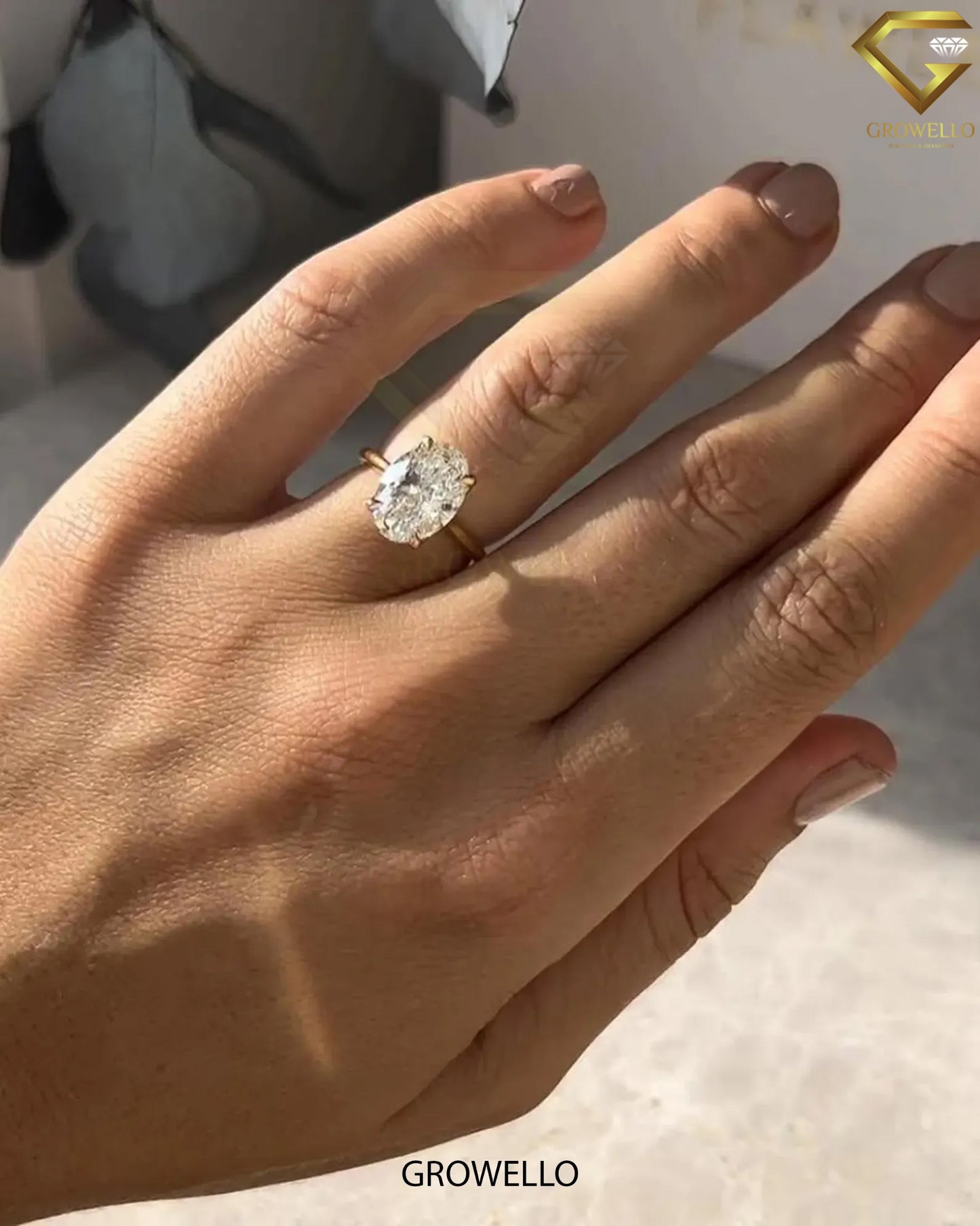 3 CT oval solitaire, talon-prong cathedral band, solid gold, lab-grown or moissanite