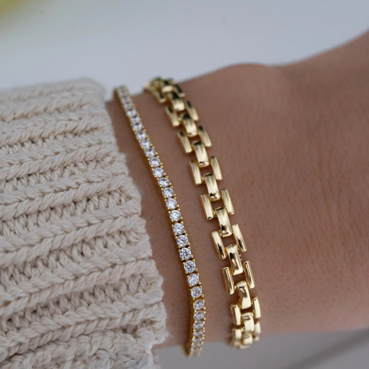 Round Moissanite Tennis Bracelet 14K Gold wedding Bracelet 2.00 MM Moissanite & Lab Grown Classic Minimalist Dainty Stacking Bracelet for Women