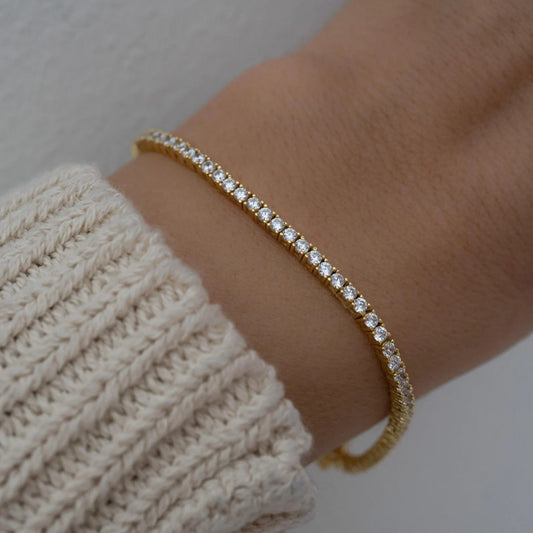 Round Moissanite Tennis Bracelet 14K Gold wedding Bracelet 2.00 MM Moissanite & Lab Grown Classic Minimalist Dainty Stacking Bracelet for Women