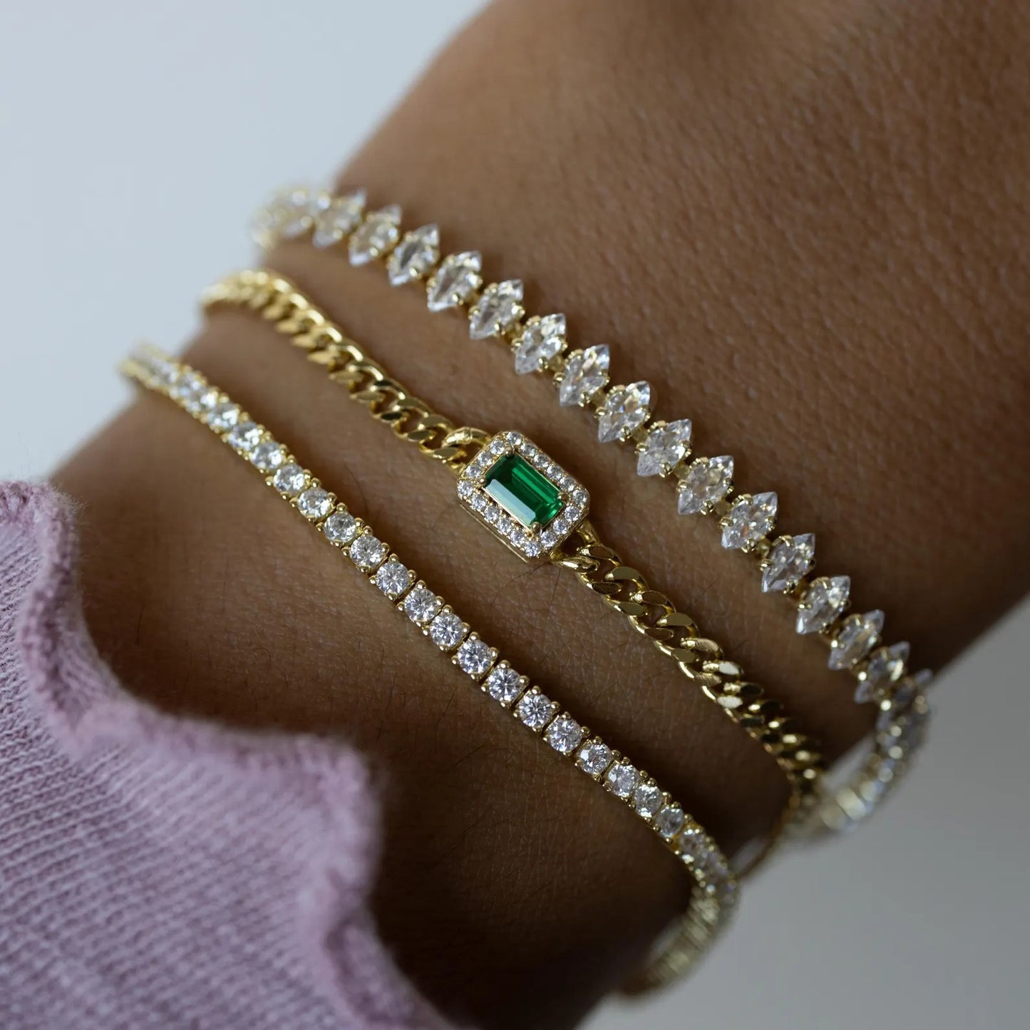 Round Moissanite Tennis Bracelet 14K Gold wedding Bracelet 2.00 MM Moissanite & Lab Grown Classic Minimalist Dainty Stacking Bracelet for Women