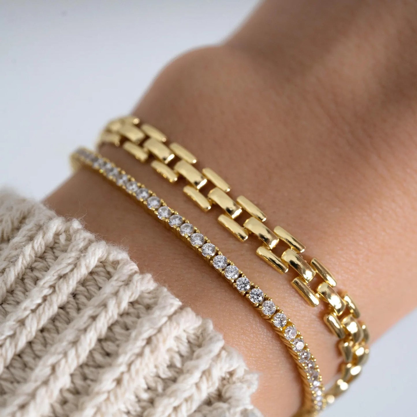 Round Moissanite Tennis Bracelet 14K Gold wedding Bracelet 2.00 MM Moissanite & Lab Grown Classic Minimalist Dainty Stacking Bracelet for Women
