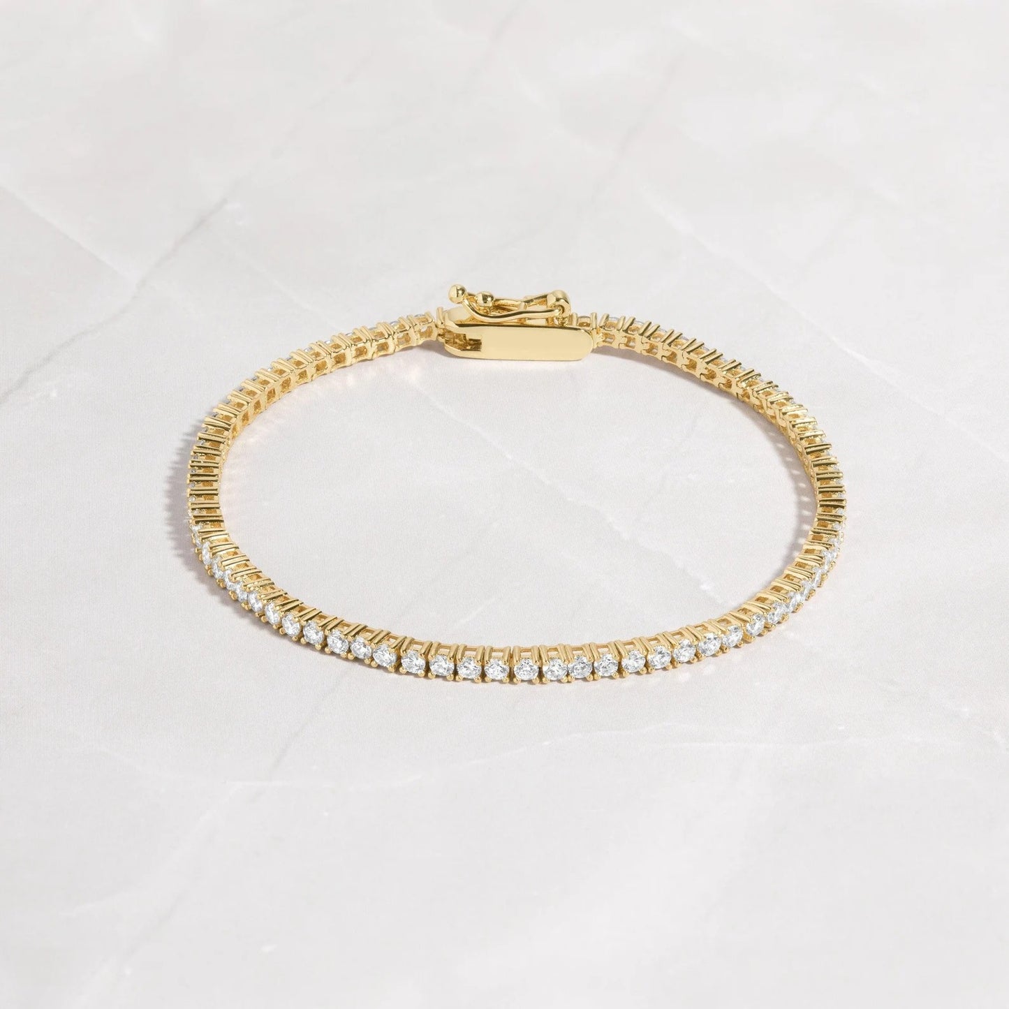 Round Moissanite Tennis Bracelet 14K Gold wedding Bracelet 2.00 MM Moissanite & Lab Grown Classic Minimalist Dainty Stacking Bracelet for Women
