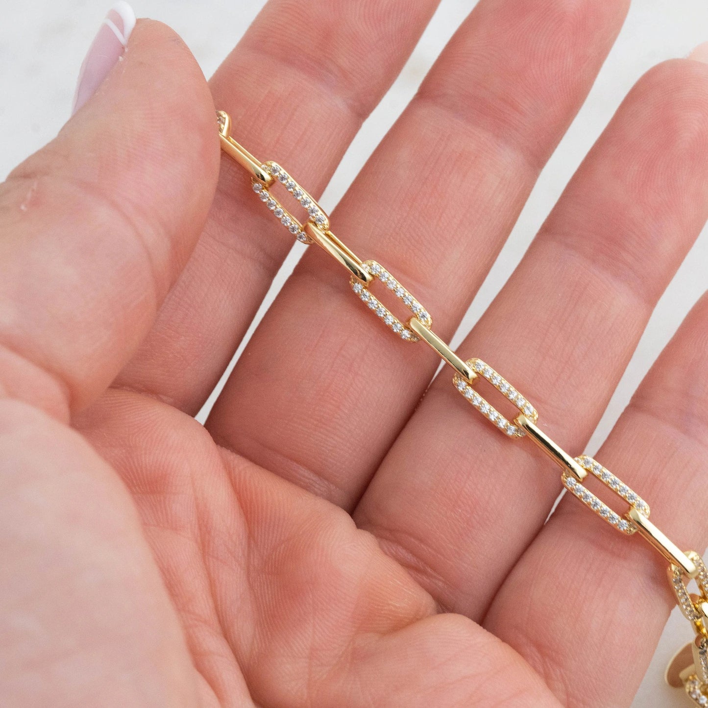 Paperclip Bracelet, Chain Bracelet, Moissanite & Lab Grown Diamond Bracelet, Gold Bracelet, Minimalist Bracelet, Dainty Bracelet, Gift for Her, Moissanite Bracelets