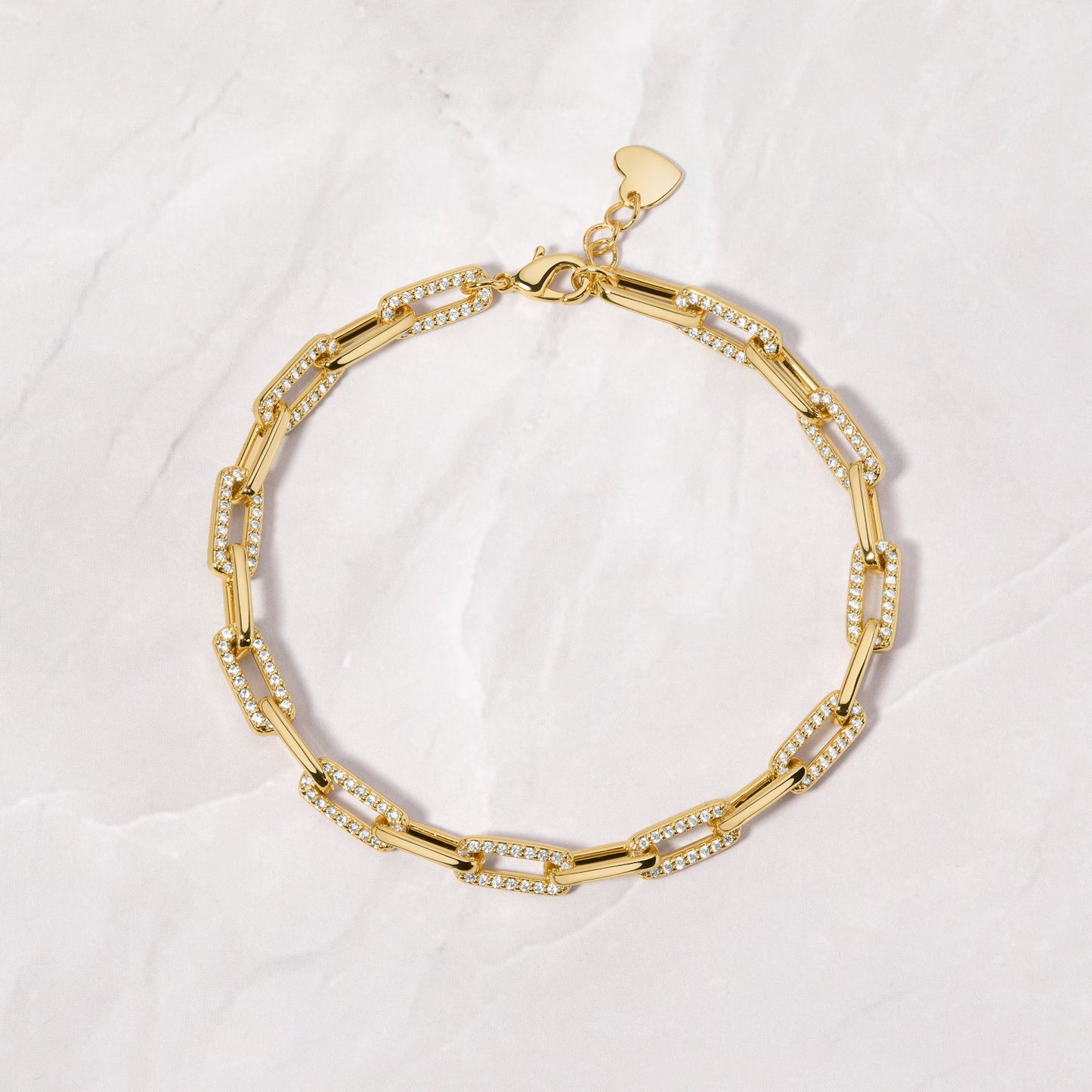 Paperclip Bracelet, Chain Bracelet, Moissanite & Lab Grown Diamond Bracelet, Gold Bracelet, Minimalist Bracelet, Dainty Bracelet, Gift for Her, Moissanite Bracelets