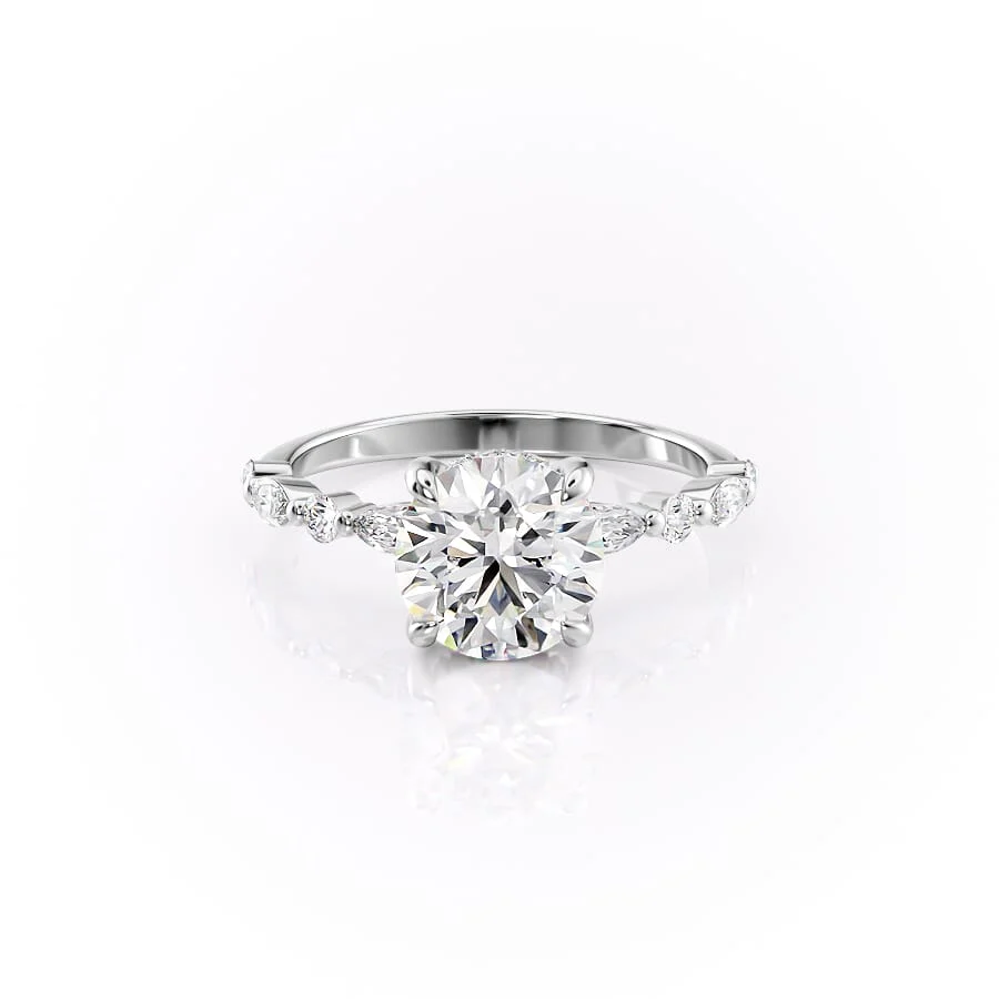3 CT Round Moissanite Engagement Ring Hidden Halo Lab Grown Diamond Ring Marquise Pave Alternative Band Ring 14K Solid Gold Anniversary Ring