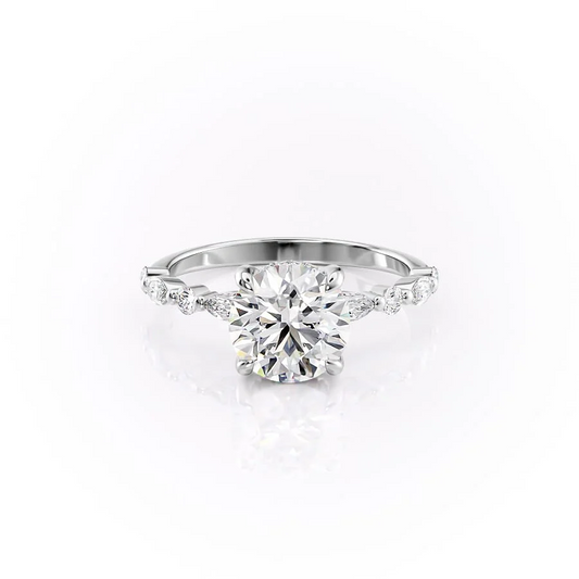 3 CT Round Moissanite Engagement Ring Hidden Halo Lab Grown Diamond Ring Marquise Pave Alternative Band Ring 14K Solid Gold Anniversary Ring