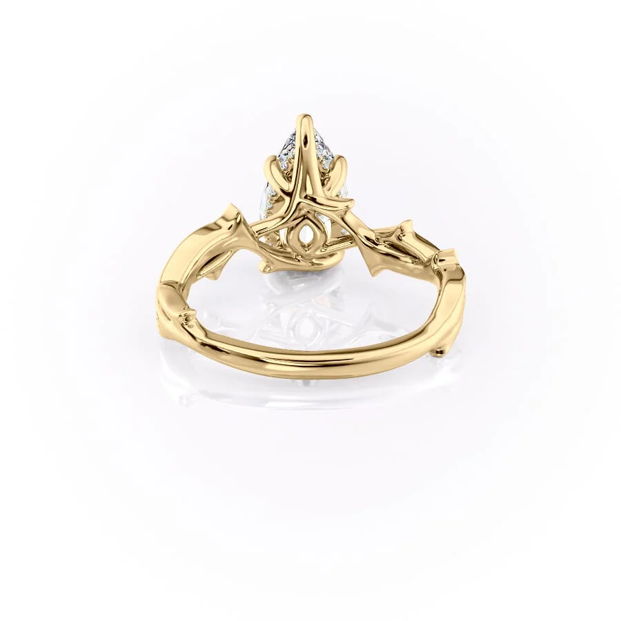2 CT Pear Moissanite Engagement Ring Unique Shank Vintage Lab Grown Diamond Ring 14K Solid Gold Wedding Ring Unique Anniversary Gifts Her.