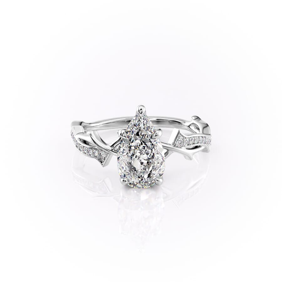 2 CT Pear Moissanite Engagement Ring Unique Shank Vintage Lab Grown Diamond Ring 14K Solid Gold Wedding Ring Unique Anniversary Gifts Her.