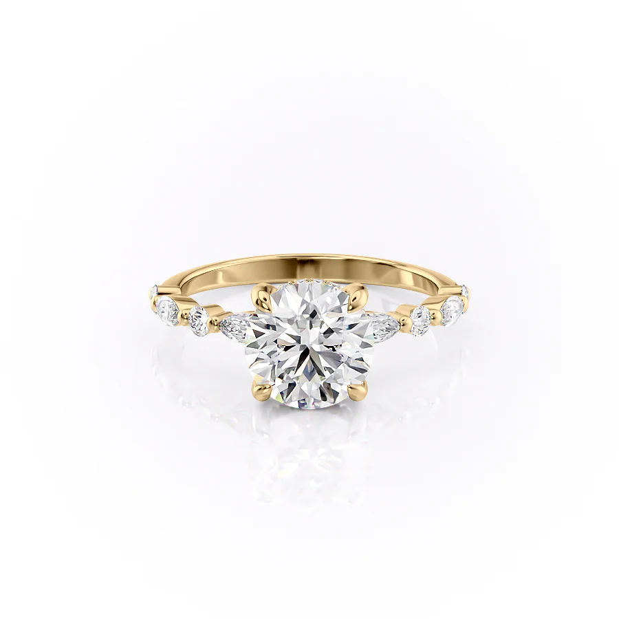 3 CT Round Moissanite Engagement Ring Hidden Halo Lab Grown Diamond Ring Marquise Pave Alternative Band Ring 14K Solid Gold Anniversary Ring