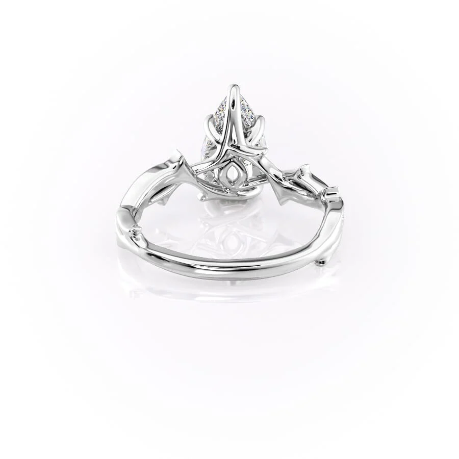 2 CT Pear Moissanite Engagement Ring Unique Shank Vintage Lab Grown Diamond Ring 14K Solid Gold Wedding Ring Unique Anniversary Gifts Her.