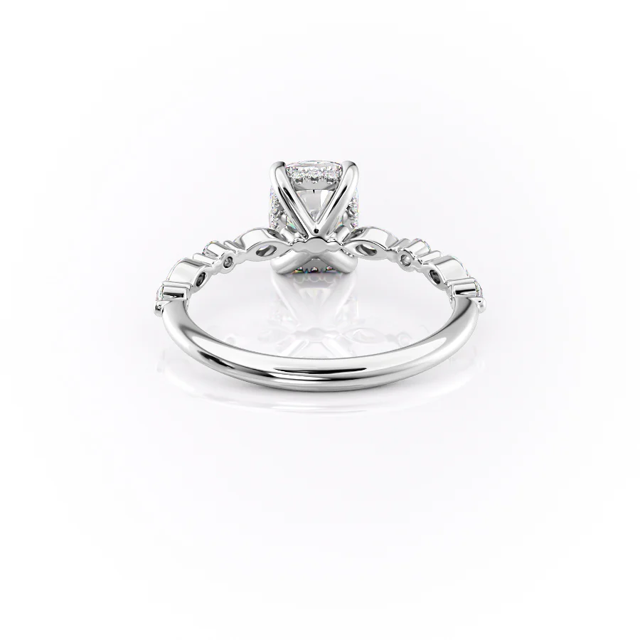 2.5 CT Elongated Cushion Moissanite Ring Marquise and Round Diamond Pave Set Lab Grown Diamond Ring Cushion Engagement Ring 14K Gold Ring.