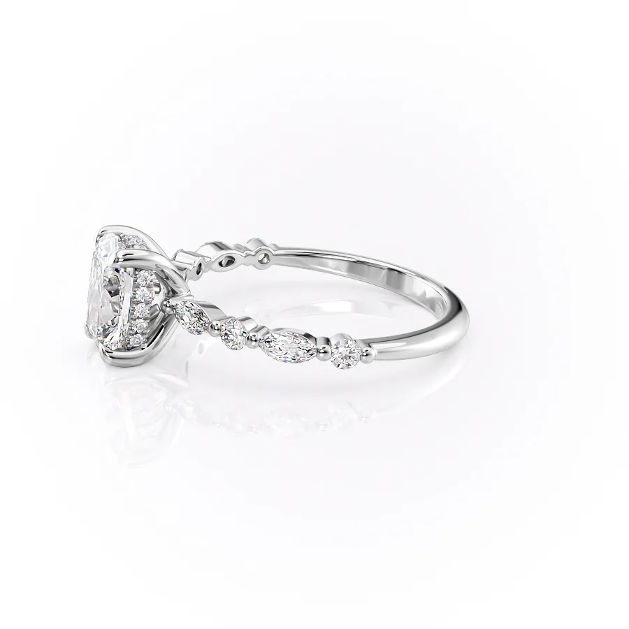 2.5 CT Elongated Cushion Moissanite Ring Marquise and Round Diamond Pave Set Lab Grown Diamond Ring Cushion Engagement Ring 14K Gold Ring.