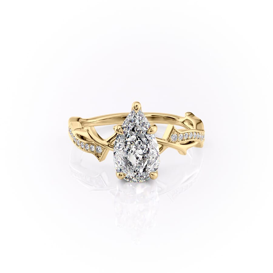 2 CT Pear Moissanite Engagement Ring Unique Shank Vintage Lab Grown Diamond Ring 14K Solid Gold Wedding Ring Unique Anniversary Gifts Her.