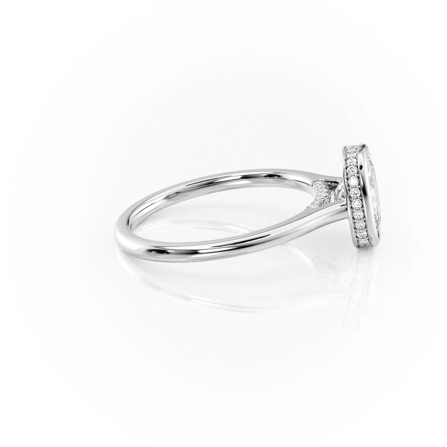 2 CT Elongated Cushion Cut Moissanite Engagement Ring Unique Bezel Set Halo Lab Grown Diamond Ring 14K Solid Gold Solitaire Diamond Ring.