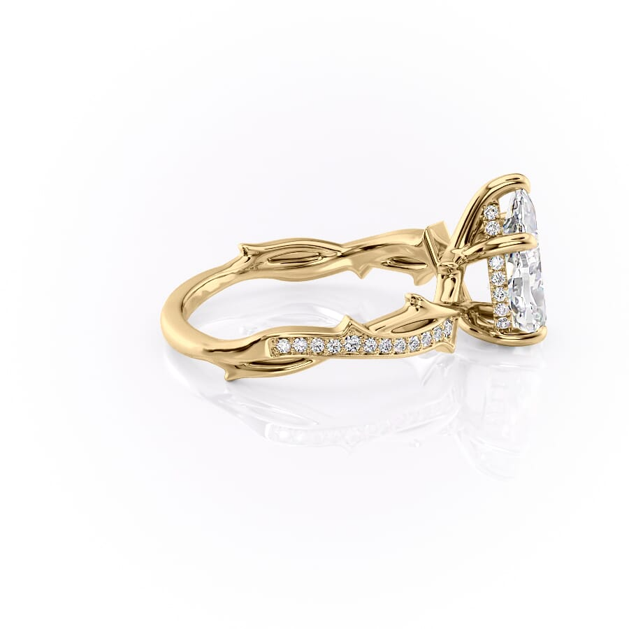 2 CT Pear Moissanite Engagement Ring Unique Shank Vintage Lab Grown Diamond Ring 14K Solid Gold Wedding Ring Unique Anniversary Gifts Her.