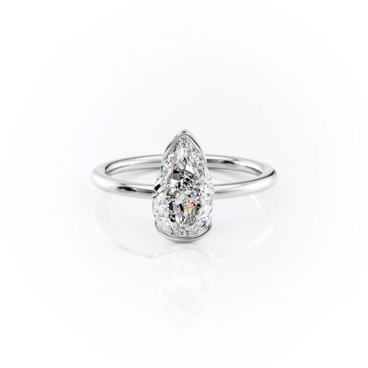 2.5 CT Pear Moissanite Engagement Ring Unique Half Bezel Set Lab Grown Diamond Wedding Ring 14K Solid Gold Solitaire Pear Anniversary Ring.