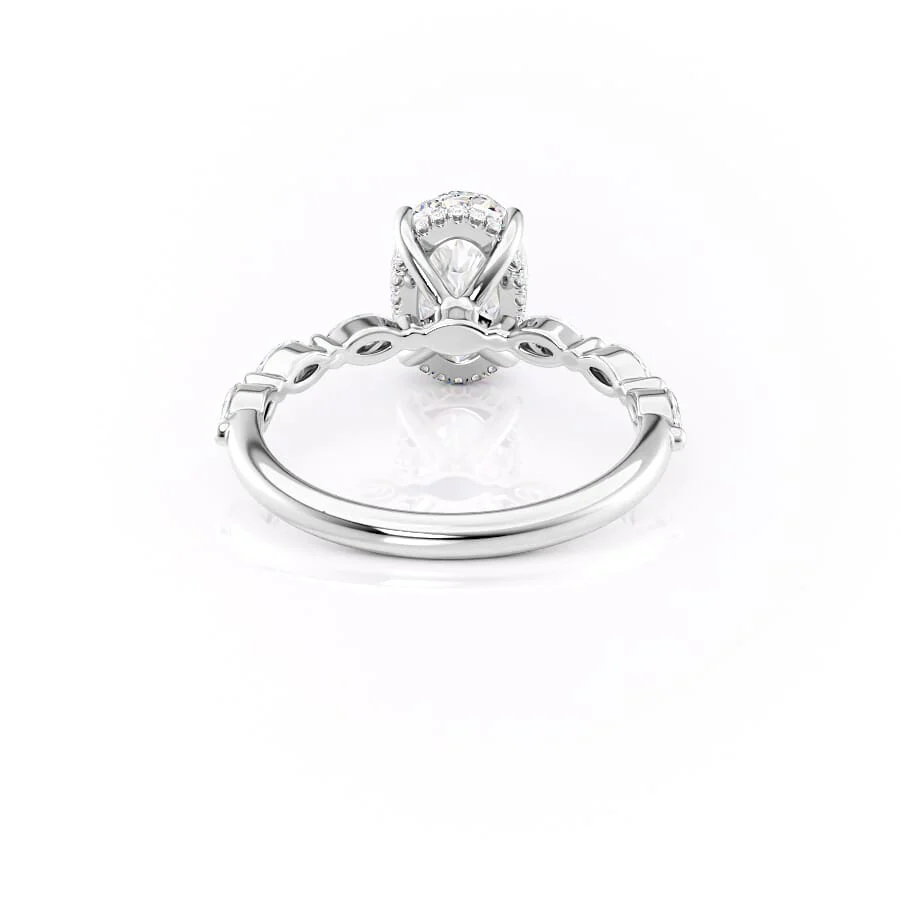 2.5 CT Oval Moissanite Engagement Ring Oval Marquise Lab Grown Diamond Ring 14K Solid Gold Hidden Halo Ring Marquise Pave Set Vintage Rings.