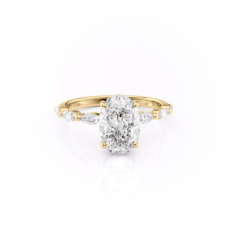 2.5 CT Oval Moissanite Engagement Ring Oval Marquise Lab Grown Diamond Ring 14K Solid Gold Hidden Halo Ring Marquise Pave Set Vintage Rings.