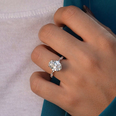 2.5 CT Oval Moissanite Engagement Ring Oval Marquise Lab Grown Diamond Ring 14K Solid Gold Hidden Halo Ring Marquise Pave Set Vintage Rings.