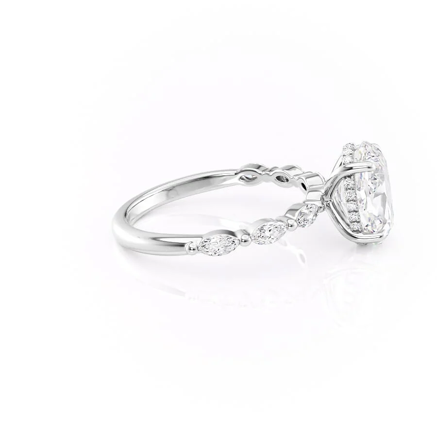 2.5 CT Oval Moissanite Engagement Ring Oval Marquise Lab Grown Diamond Ring 14K Solid Gold Hidden Halo Ring Marquise Pave Set Vintage Rings.