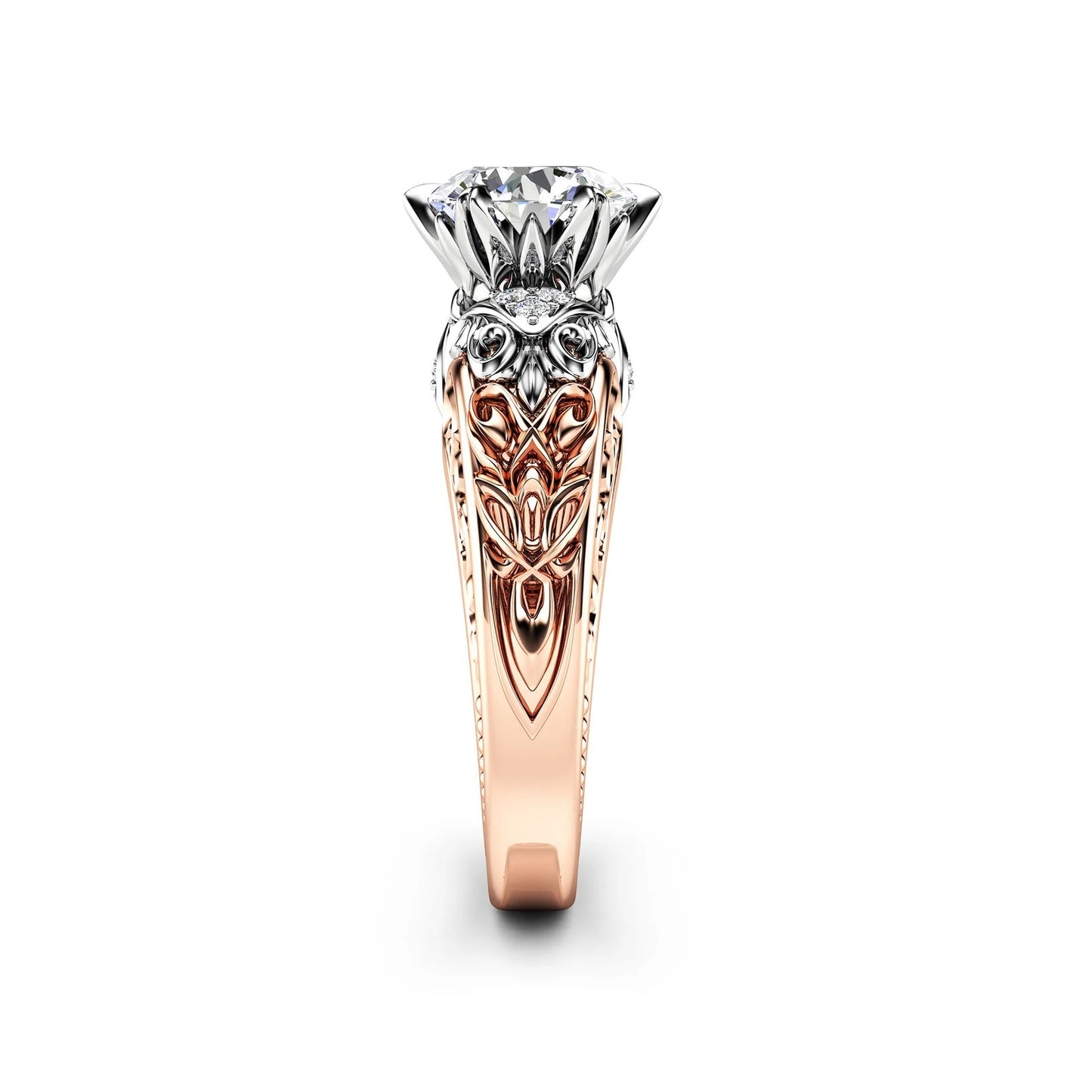1.5 CT Round Cut Moissanite Engagement Ring Vintage Round Cut Two Tone Lab Grown Diamond Ring 14K Solid Gold Anniversary Ring Gifts For Her.
