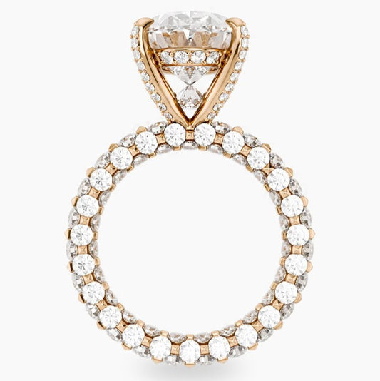 3 CT Oval Moissanite Engagement Ring Hidden Halo Art Deco Style Lab Grown Diamond Ring 14K Solid Gold Anniversary Vintage Gifts For Women