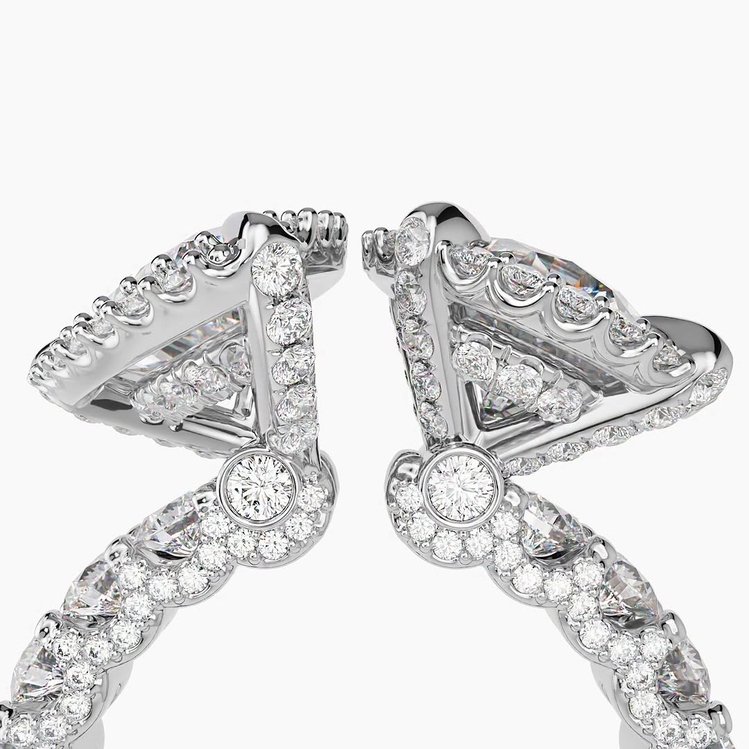 Unique Toi Et Moi Ring Oval & Pear Cut Art Deco Open Gap Two Stone Ring 14K Solid Gold Halo Ring Lab Grown Diamond Vintage Anniversary Ring.