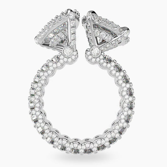 Unique Toi Et Moi Ring Oval & Pear Cut Art Deco Open Gap Two Stone Ring 14K Solid Gold Halo Ring Lab Grown Diamond Vintage Anniversary Ring.