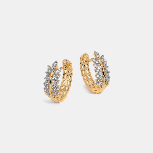 Leaf Inspired Moissanite Earrings Round Cut Lab Grown Diamond Bridal Earrings Hoop Style Wedding Earrings Gorgeous Earrings For Her.
