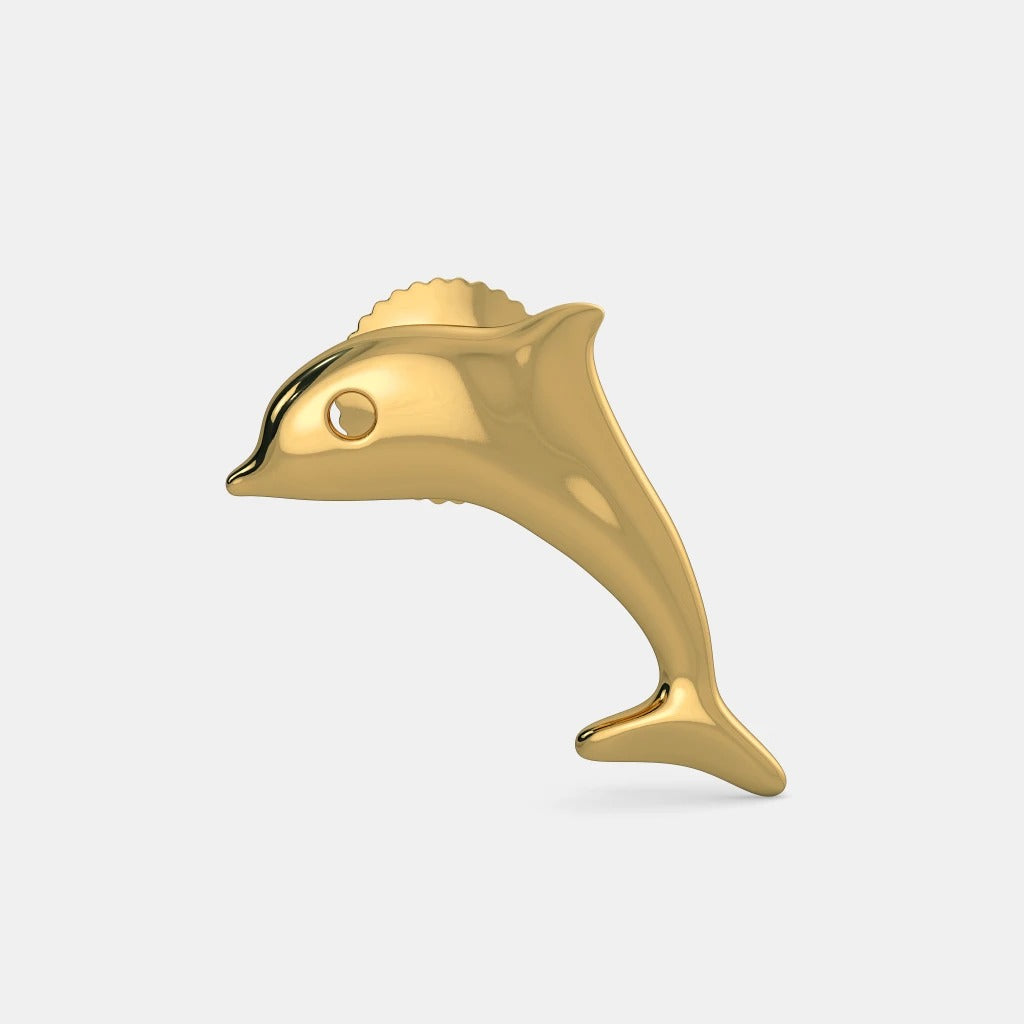 14K Solid Gold Dolphin Stud Earring Stud Earrings For Kids Cartilage Stud Earring Helix Studs Conch Earring Screw Back Earrings For Girls.