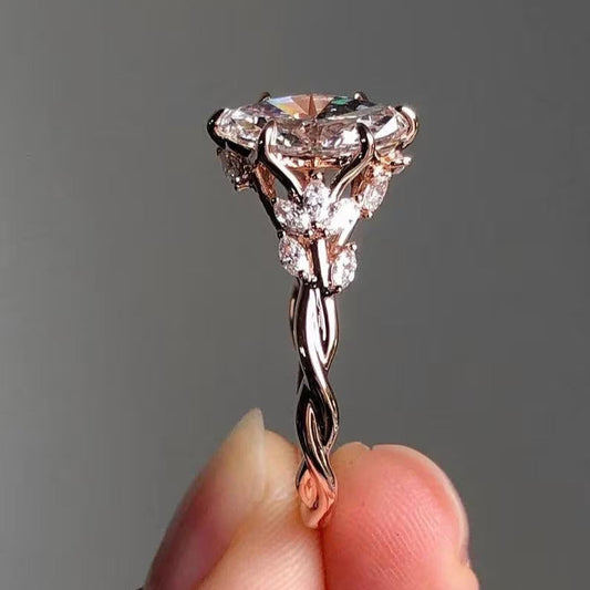 Floral Marquise Cut Moissanite Engagement Ring Vintage 14K Gold Moissanite Diamond Wedding Ring Nature Inspire Ring Anniversary Gifts For Her