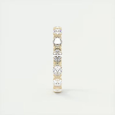 14k Solid Yellow Gold Wedding Band 2.10 TCW Oval Cut Moissanite Half Bezel Set Eternity Matching Band Oval Cut Stacking Band Lab Grown Band