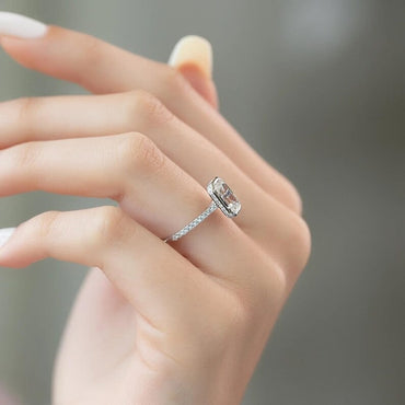 2CT Emerald Cut Moissanite Engagement Ring | Unique Wedding Ring For Women | Pave Bezel Set Wedding | Promise Ring | 14K Solid Gold Ring