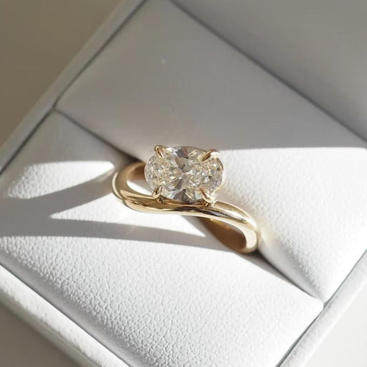 1.25 CT Oval Moissanite Engagement Ring, Oval Solitaire Diamond Wedding Ring, Oval Cut Lab Grown Ring, 14K Solid Gold Ring, Promise Ring.