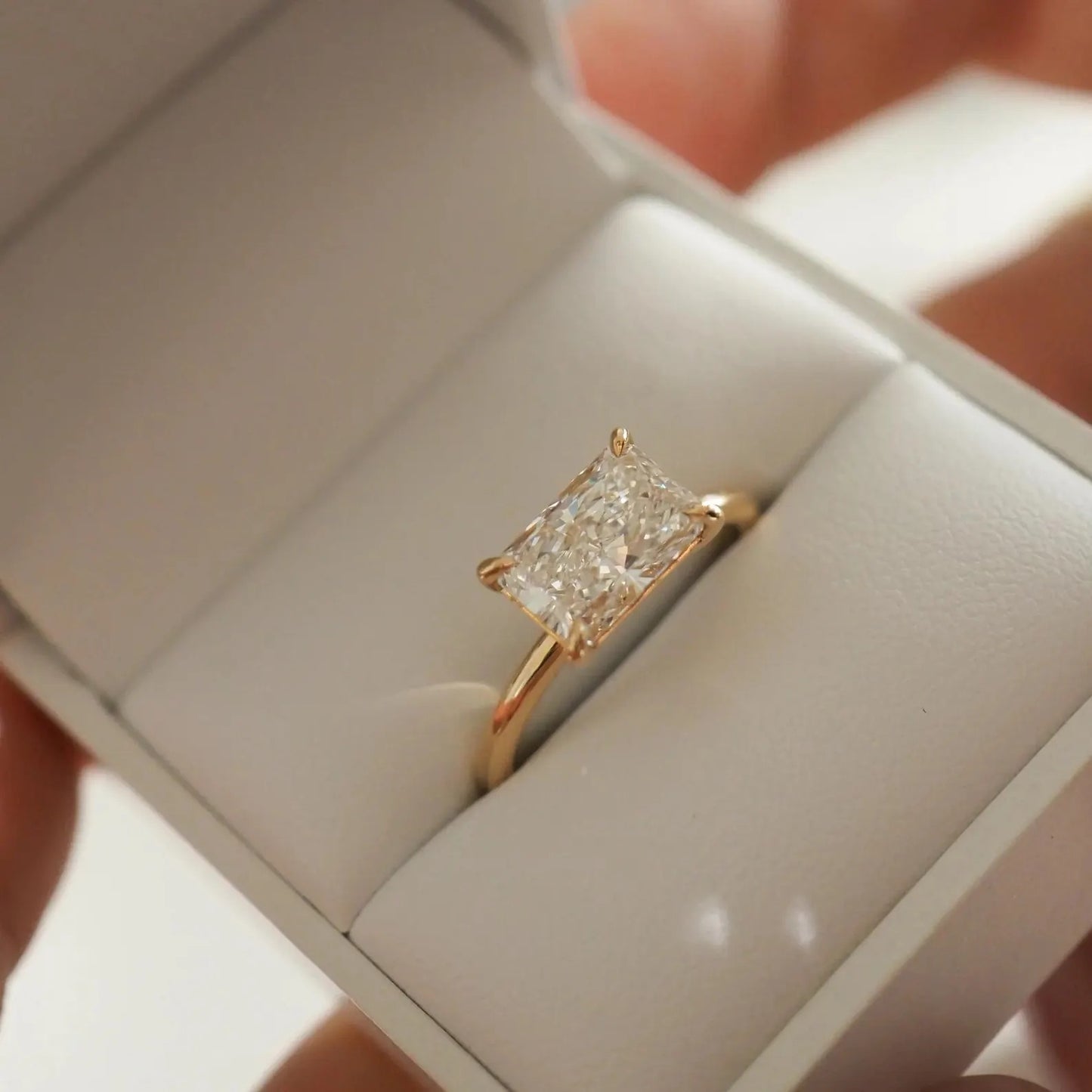 East West 2 CT Radiant Cut Moissanite Engagement Ring, 14KSolid Gold Lab Grown Diamond Wedding Ring, Anniversary Ring Radiant Diamond Ring.