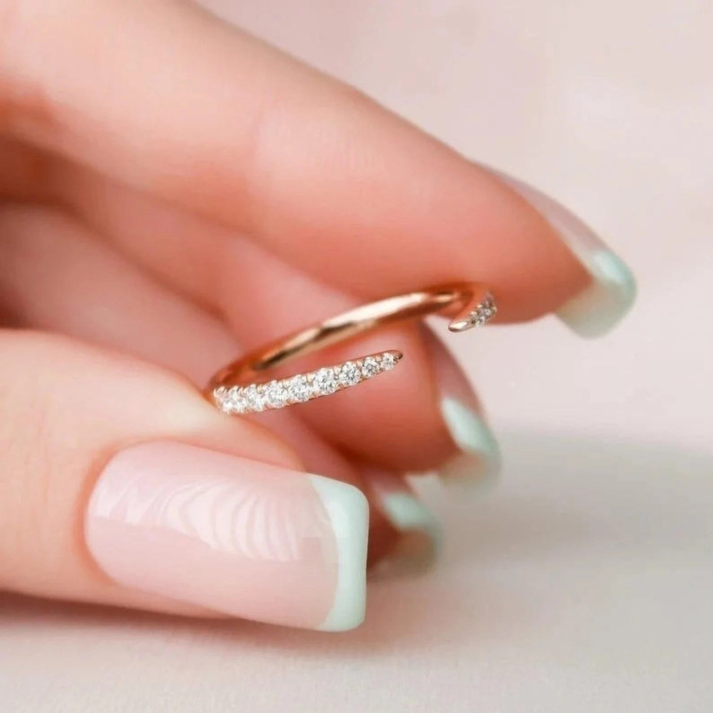 Pave Diamond Open Cuff Claw Moissanite Diamond Ring Unique Open Wedding Band Ring Open Gap Lab Grown Diamond Minimalist Engagement Ring.