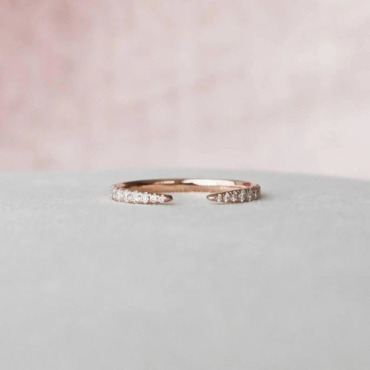 Pave Diamond Open Cuff Claw Moissanite Diamond Ring Unique Open Wedding Band Ring Open Gap Lab Grown Diamond Minimalist Engagement Ring.