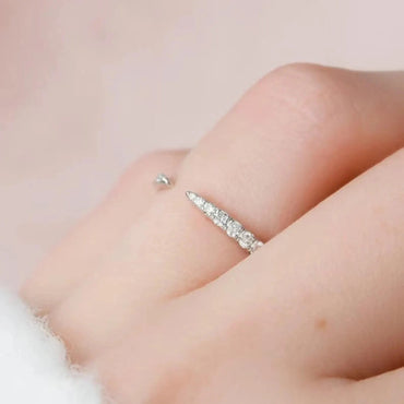Pave Diamond Open Cuff Claw Moissanite Diamond Ring Unique Open Wedding Band Ring Open Gap Lab Grown Diamond Minimalist Engagement Ring.