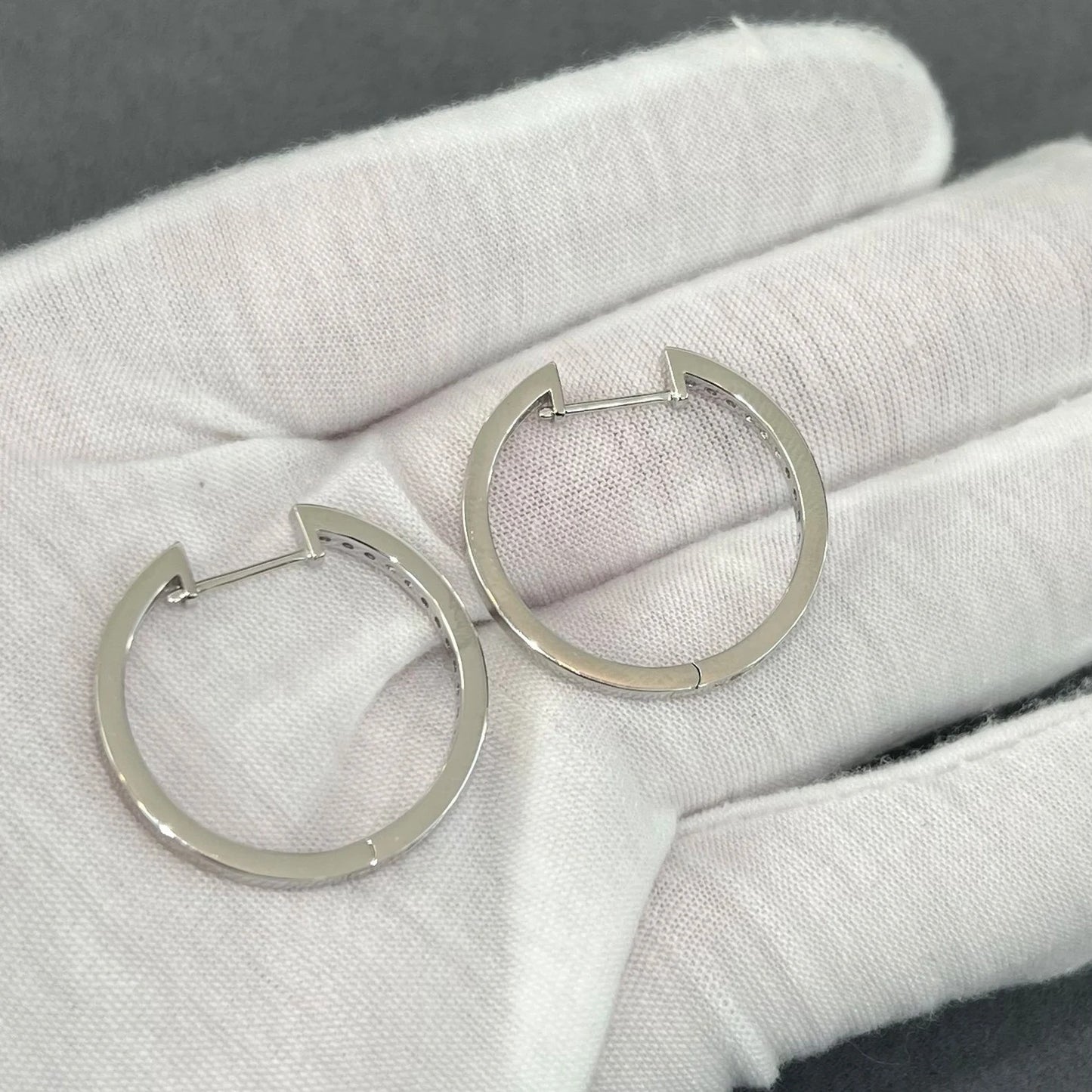 3 MM Round Moissanite Hoop Earrings, Lab Grown Diamond Channel Set Hoops Earrings, Solid 14k Yellow Gold Dainty Earrings For Women's.