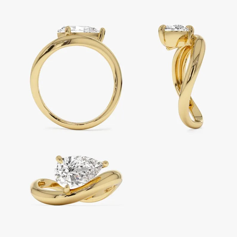 1.5 CT Pear Moissanite Engagement Ring Pear Lab Grown Diamond Wedding Ring 14K Solid Gold Diamond Ring Unique Anniversary Gifts For Her.