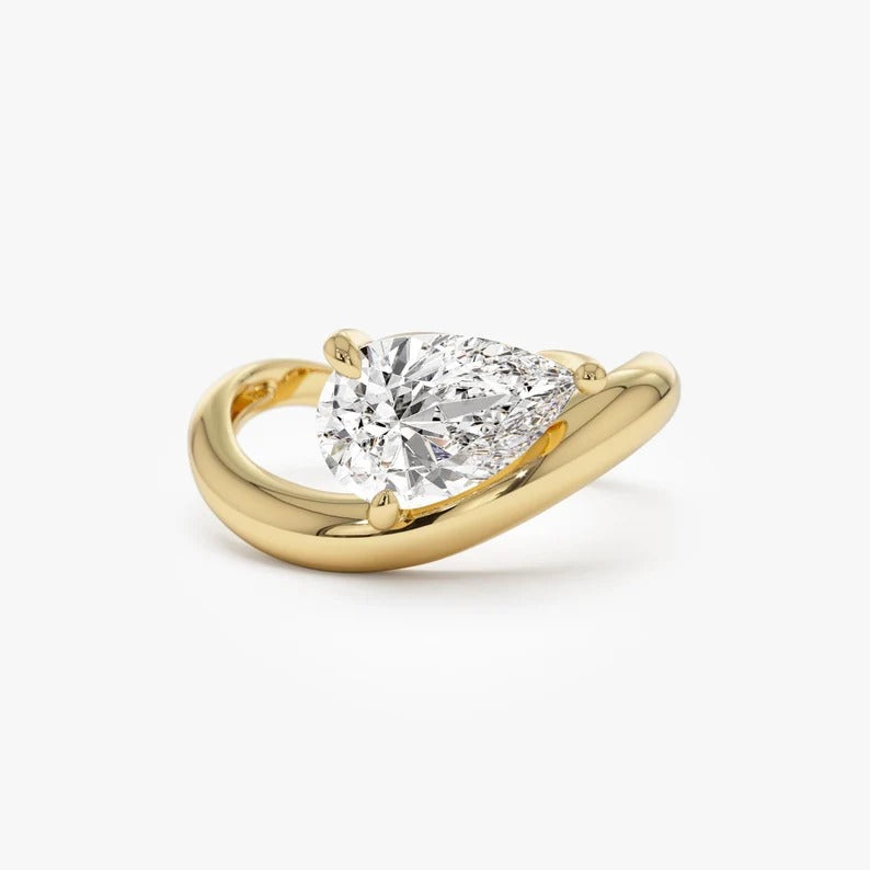 1.5 CT Pear Moissanite Engagement Ring Pear Lab Grown Diamond Wedding Ring 14K Solid Gold Diamond Ring Unique Anniversary Gifts For Her.