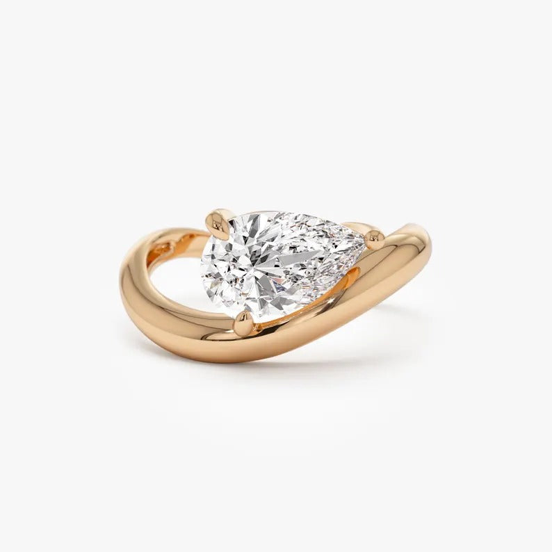 1.5 CT Pear Moissanite Engagement Ring Pear Lab Grown Diamond Wedding Ring 14K Solid Gold Diamond Ring Unique Anniversary Gifts For Her.