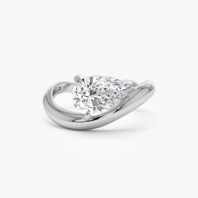 1.5 CT Pear Moissanite Engagement Ring Pear Lab Grown Diamond Wedding Ring 14K Solid Gold Diamond Ring Unique Anniversary Gifts For Her.