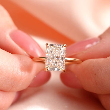 3.5 CT Radiant Cut Solitaire Moissanite Engagement Ring Hidden Halo Lab Grown Diamond Ring 14K Solid Gold Radiant Cut Ring Anniversary Rings