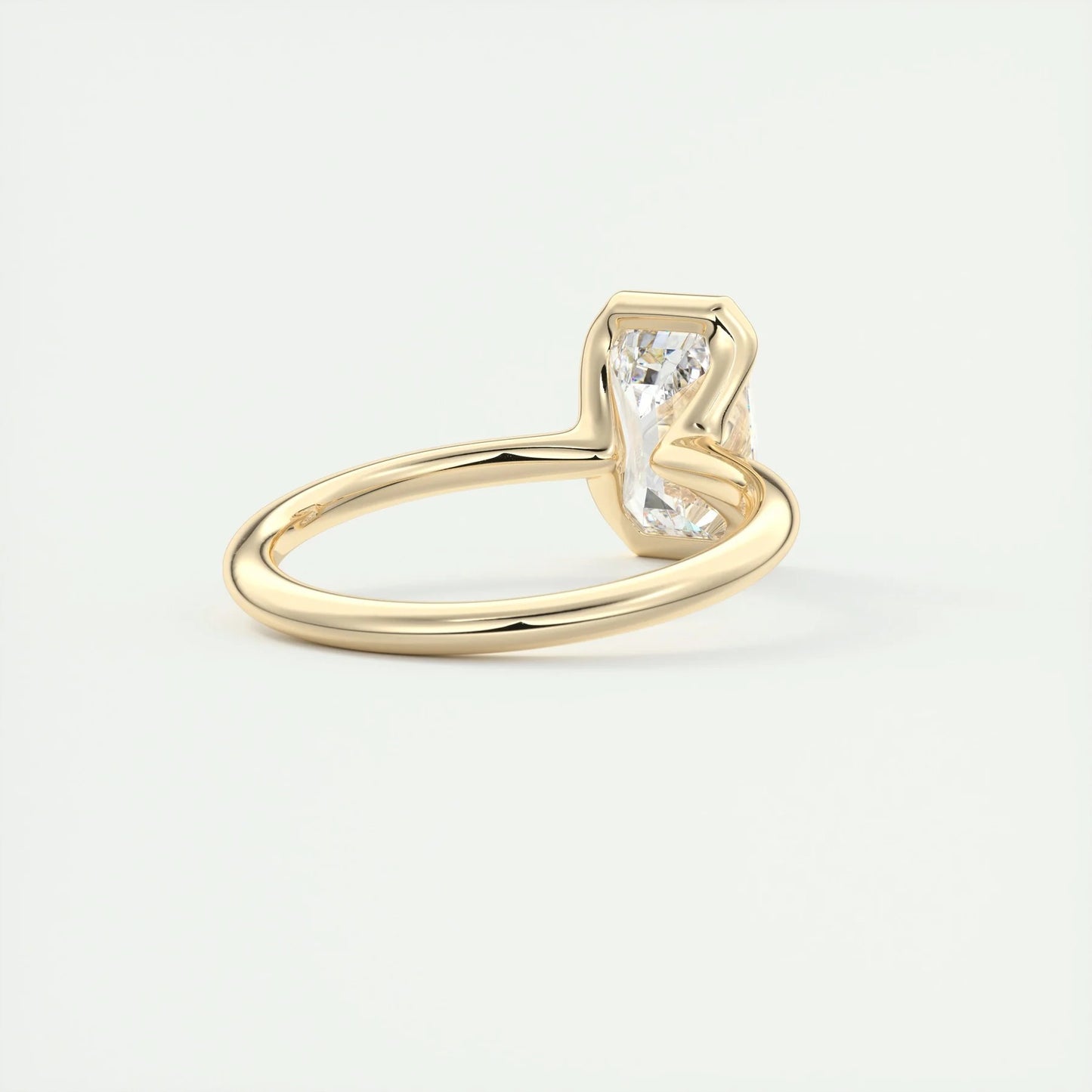 2.5 CT Emerald Cut Moissanite Engagement Ring Half Bezel Set Emerald Cut Wedding Ring 14K Solid Gold Solitaire Lab Grown Diamond Ring.