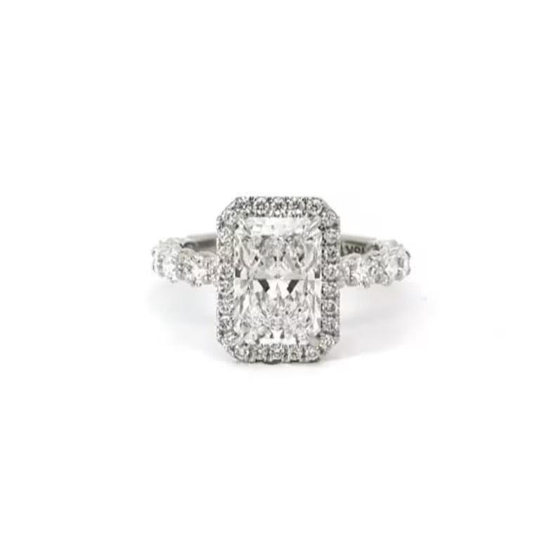 3.5 CT Radiant Cut Moissanite Engagement Ring Radiant Halo Diamond Wedding Ring 14K Solid Gold Art Deco Ring Radiant Lab Grown Diamond Ring