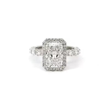 3.5 CT Radiant Cut Moissanite Engagement Ring Radiant Halo Diamond Wedding Ring 14K Solid Gold Art Deco Ring Radiant Lab Grown Diamond Ring