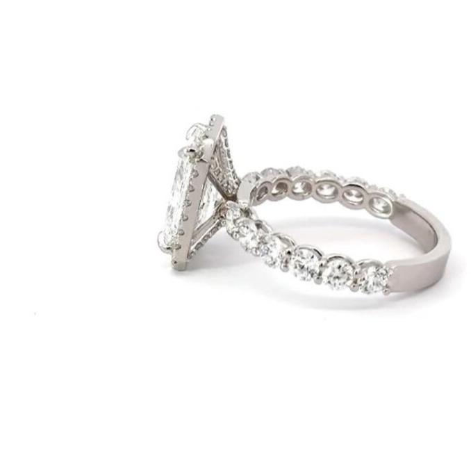 3.5 CT Radiant Cut Moissanite Engagement Ring Radiant Halo Diamond Wedding Ring 14K Solid Gold Art Deco Ring Radiant Lab Grown Diamond Ring